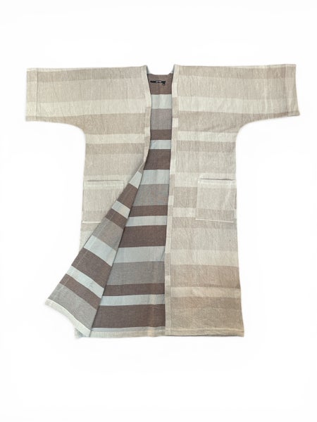 Saunatakki, ruskea raidallinen